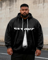 Big & Tall Men's Black & White GET OUT Graffiti-Print Hoodie